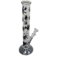 All Glass Extra Large Didgeridoo Water PipeBong - Black Weed Leaf Design 27cm - High Note Bongs