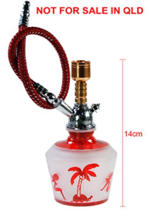 Mini Hookah With Sexy Girl On Island - Red (14cm) - High Note Bongs