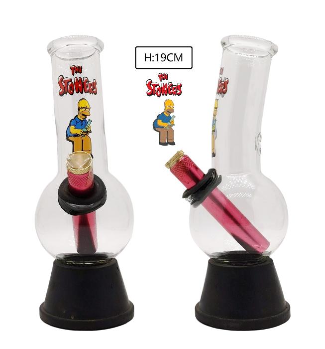 Small Glass Bonza Bubble Water Pipe Bong - The Stoners (19cm) 