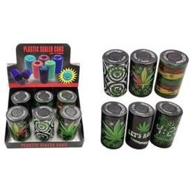 Weed Leaf Design Airtight Storage Plastic Sealed Can - High Note Bongs